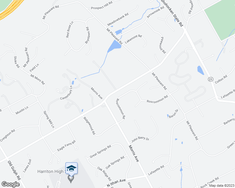 map of restaurants, bars, coffee shops, grocery stores, and more near 872 Roscommon Road in Bryn Mawr