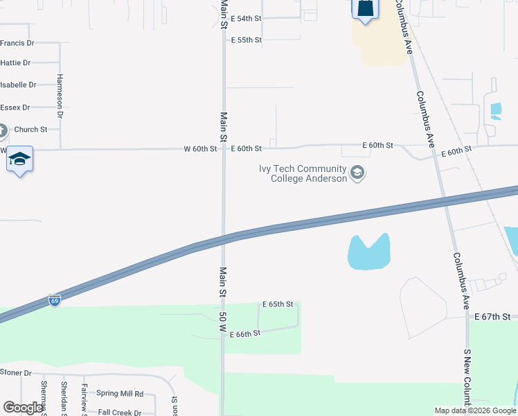 map of restaurants, bars, coffee shops, grocery stores, and more near 6140 Main Street in Anderson