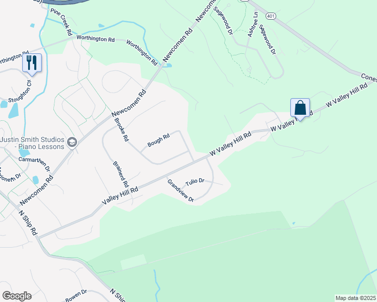 map of restaurants, bars, coffee shops, grocery stores, and more near 701 Brooke Road in Exton