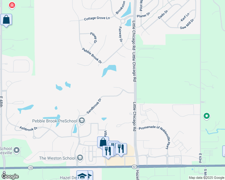 map of restaurants, bars, coffee shops, grocery stores, and more near 362 Sandbrook Court in Noblesville