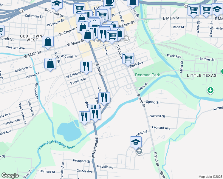 map of restaurants, bars, coffee shops, grocery stores, and more near 31 Gilbert Street in Newark