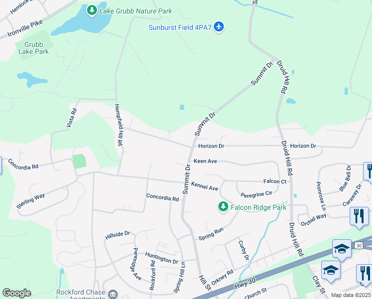 map of restaurants, bars, coffee shops, grocery stores, and more near 3704 Horizon Drive in Columbia