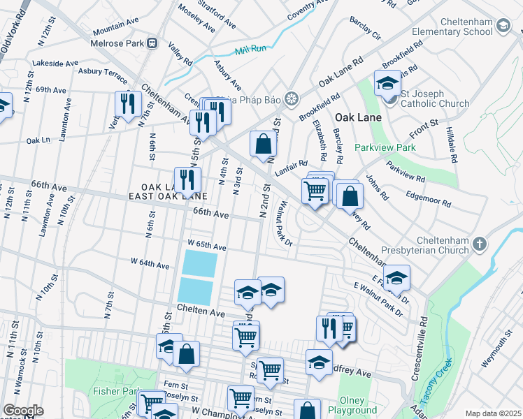 map of restaurants, bars, coffee shops, grocery stores, and more near 6606 North 2nd Street in Philadelphia