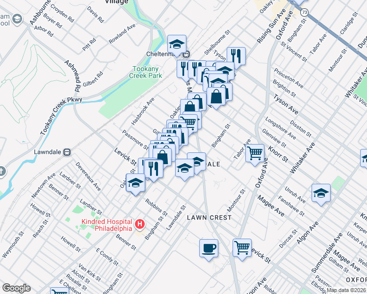 map of restaurants, bars, coffee shops, grocery stores, and more near in Philadelphia