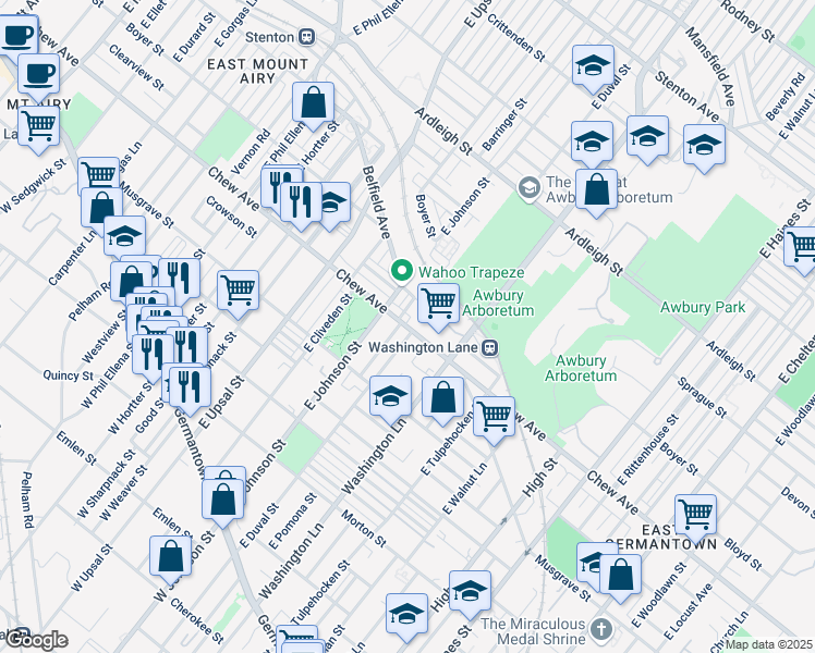 map of restaurants, bars, coffee shops, grocery stores, and more near in Philadelphia