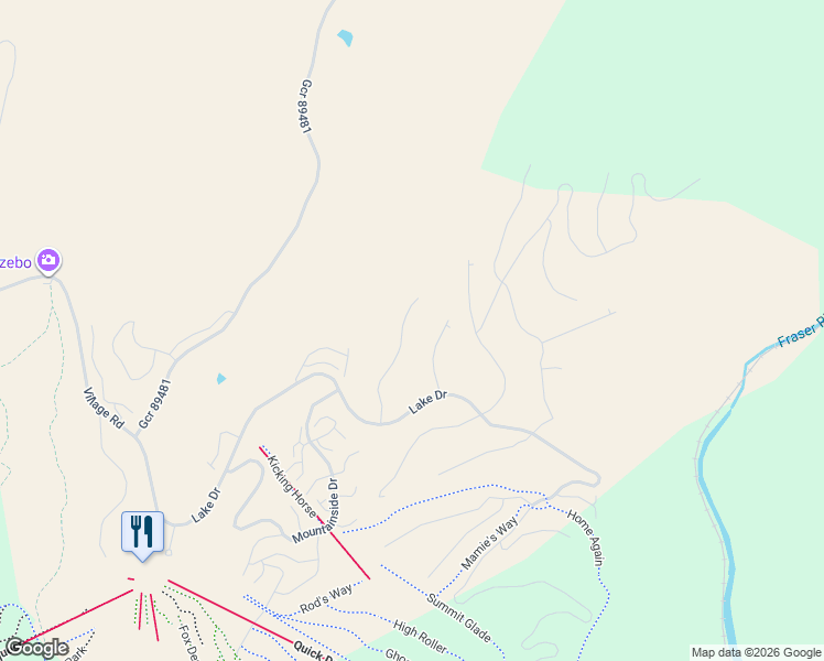 map of restaurants, bars, coffee shops, grocery stores, and more near 561 Upper Ranch View Drive in Granby