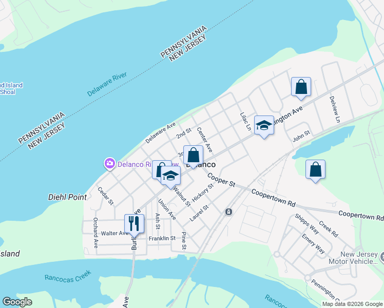 map of restaurants, bars, coffee shops, grocery stores, and more near 315 Edgewood Avenue in Delanco
