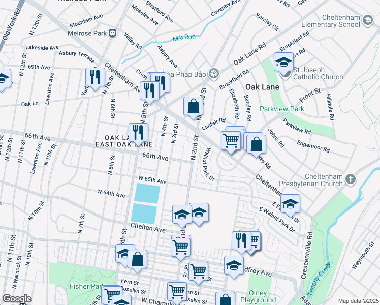 map of restaurants, bars, coffee shops, grocery stores, and more near 6608 North 2nd Street in Philadelphia