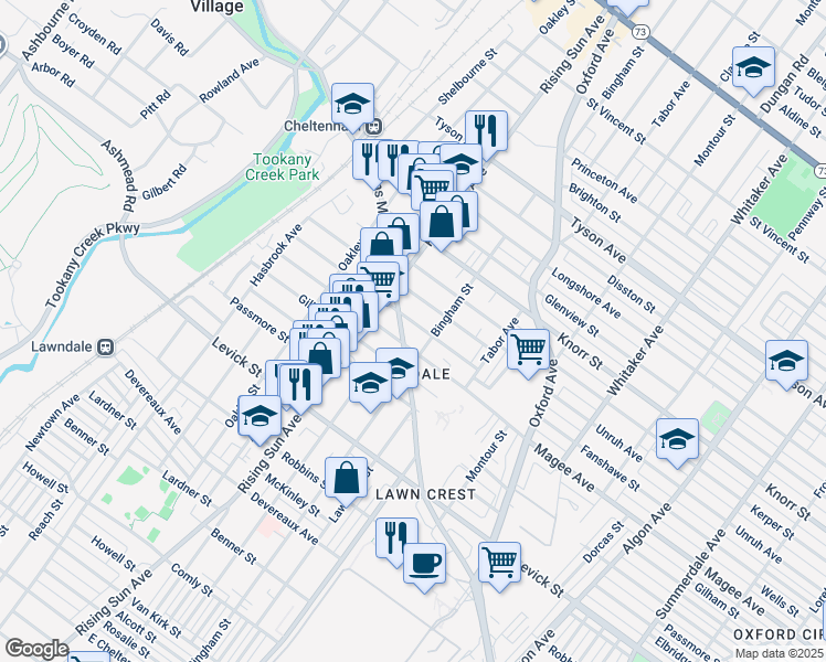 map of restaurants, bars, coffee shops, grocery stores, and more near 536 Fanshawe Street in Philadelphia