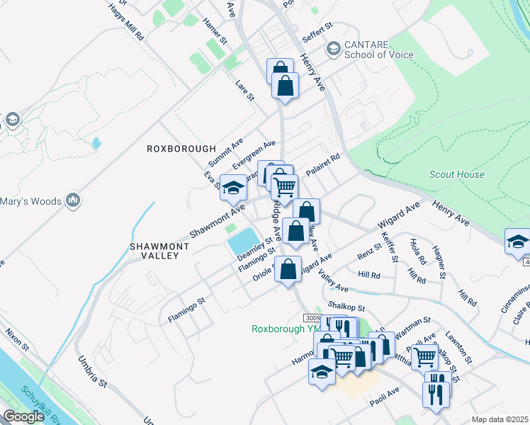 map of restaurants, bars, coffee shops, grocery stores, and more near 480 Minerva Street in Philadelphia