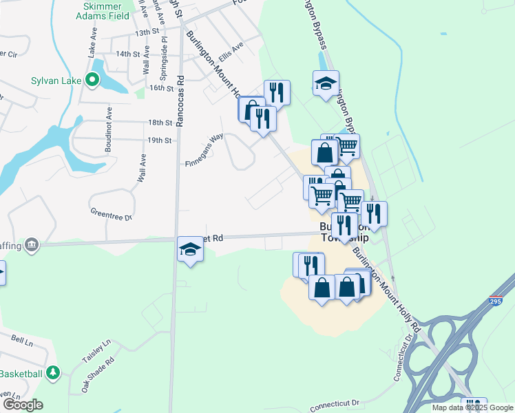 map of restaurants, bars, coffee shops, grocery stores, and more near 507 Garnet Drive in Burlington