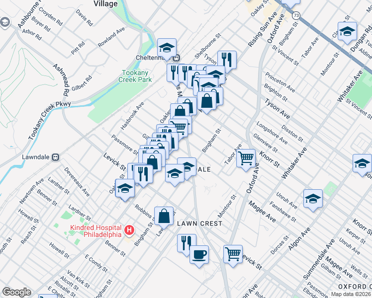 map of restaurants, bars, coffee shops, grocery stores, and more near 531 Magee Avenue in Philadelphia