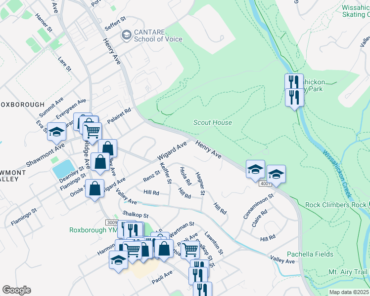 map of restaurants, bars, coffee shops, grocery stores, and more near 645 Wigard Avenue in Philadelphia