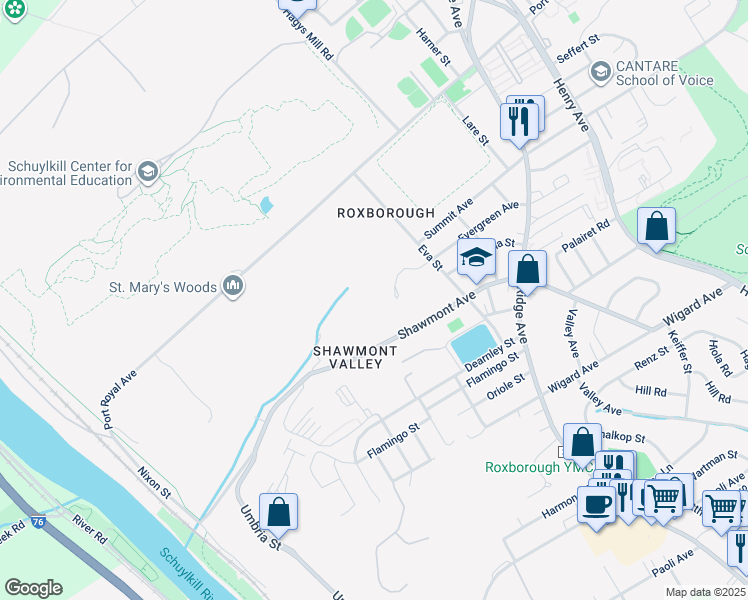map of restaurants, bars, coffee shops, grocery stores, and more near 7856 Gettysburg Avenue in Philadelphia