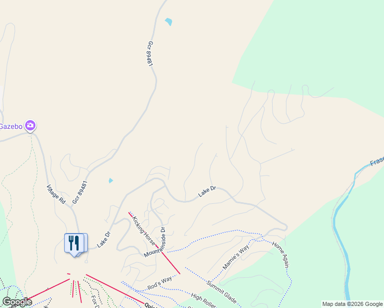 map of restaurants, bars, coffee shops, grocery stores, and more near 811 Lower Ranch View Drive in Granby