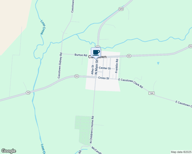 map of restaurants, bars, coffee shops, grocery stores, and more near in Casstown