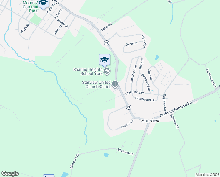 map of restaurants, bars, coffee shops, grocery stores, and more near 4800 Pennsylvania 24 in Mount Wolf