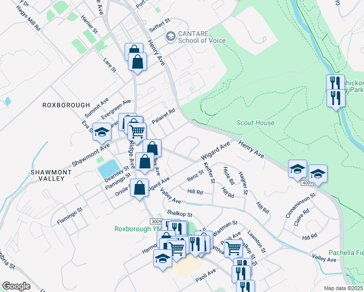 map of restaurants, bars, coffee shops, grocery stores, and more near 606 Flamingo Street in Philadelphia