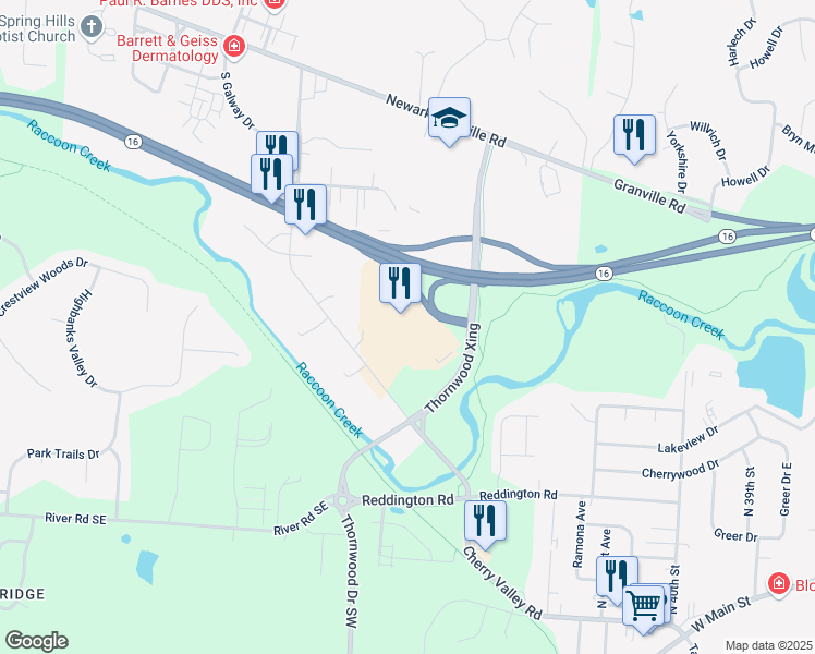 map of restaurants, bars, coffee shops, grocery stores, and more near 2299 Cherry Valley Road in Newark