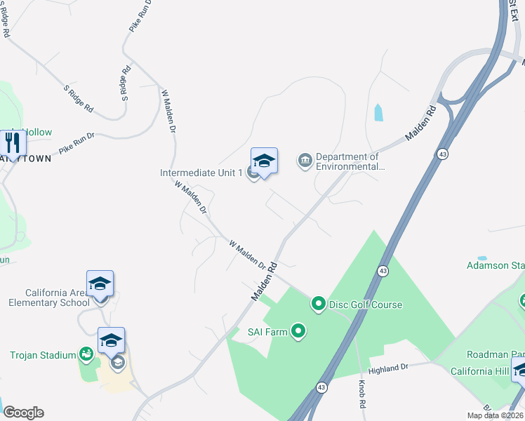 map of restaurants, bars, coffee shops, grocery stores, and more near 23 Mulberry Court in Coal Center