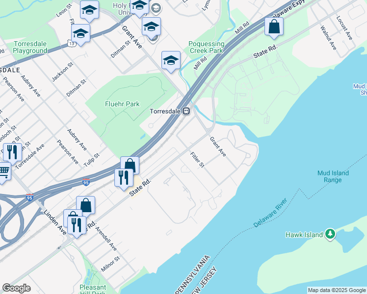 map of restaurants, bars, coffee shops, grocery stores, and more near in Philadelphia