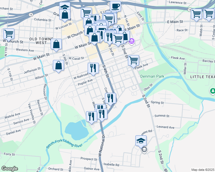 map of restaurants, bars, coffee shops, grocery stores, and more near 1/2 South 4th Street in Newark