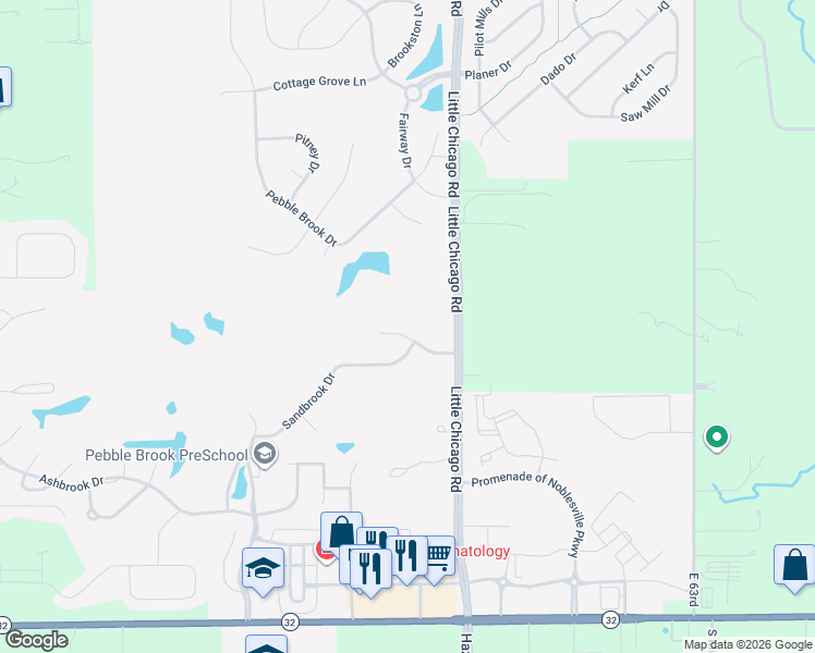 map of restaurants, bars, coffee shops, grocery stores, and more near 361 Sandbrook Drive in Noblesville