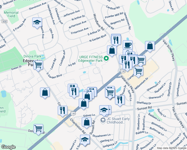 map of restaurants, bars, coffee shops, grocery stores, and more near 136 Alexander Road in Beverly