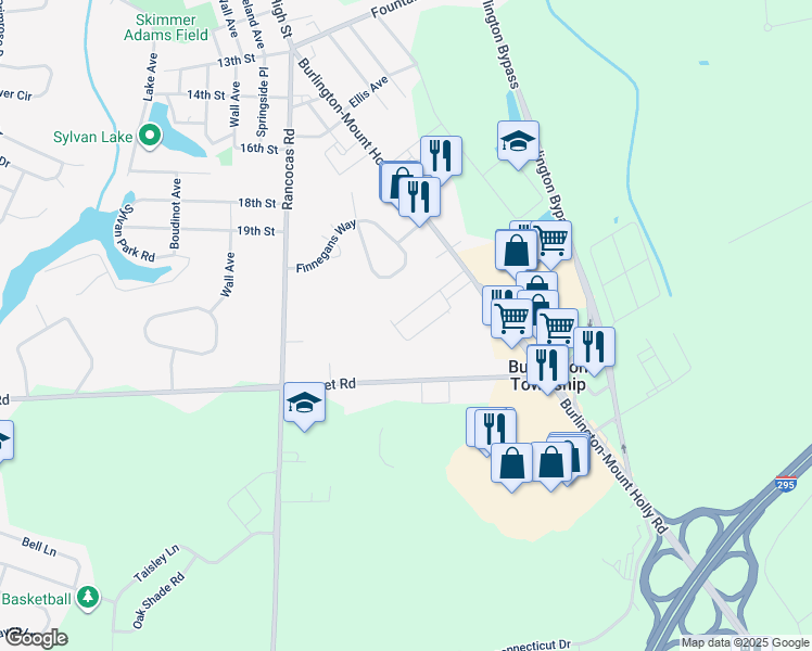 map of restaurants, bars, coffee shops, grocery stores, and more near 507 Garnet Drive in Burlington