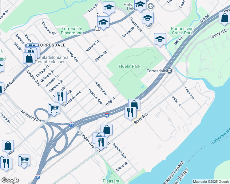 map of restaurants, bars, coffee shops, grocery stores, and more near 4826 Convent Lane in Philadelphia