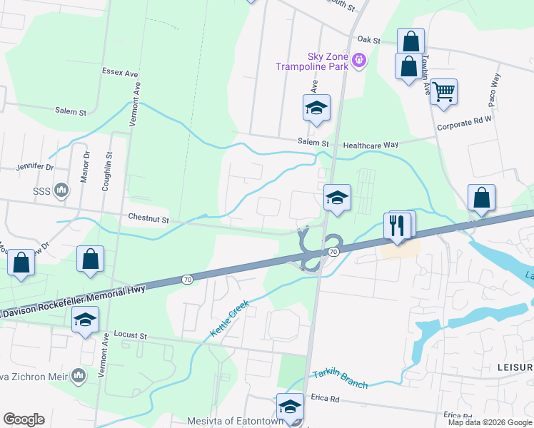 map of restaurants, bars, coffee shops, grocery stores, and more near 1400 River Avenue in Lakewood Township