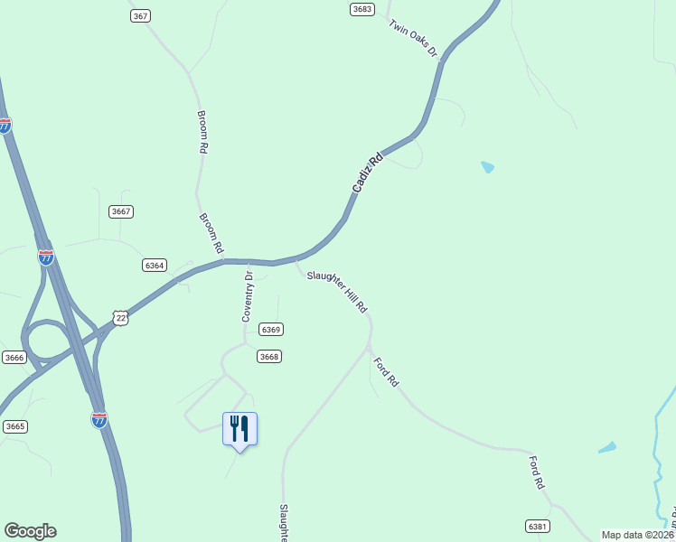 map of restaurants, bars, coffee shops, grocery stores, and more near 65540 Slaughter Hill Road in Cambridge