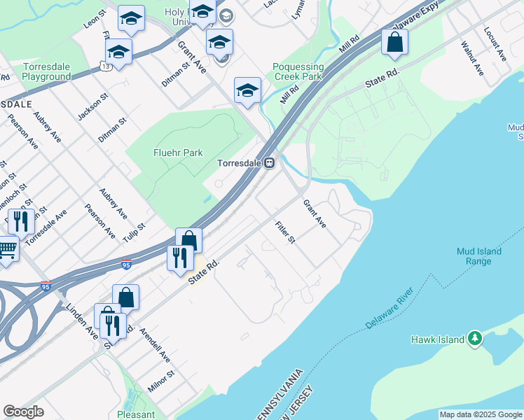 map of restaurants, bars, coffee shops, grocery stores, and more near 4950 Fitler Street in Philadelphia