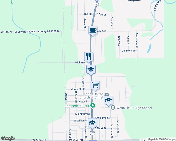 map of restaurants, bars, coffee shops, grocery stores, and more near 918 North State Street in Westville