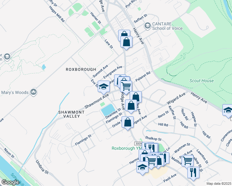 map of restaurants, bars, coffee shops, grocery stores, and more near 563 Shawmont Avenue in Philadelphia