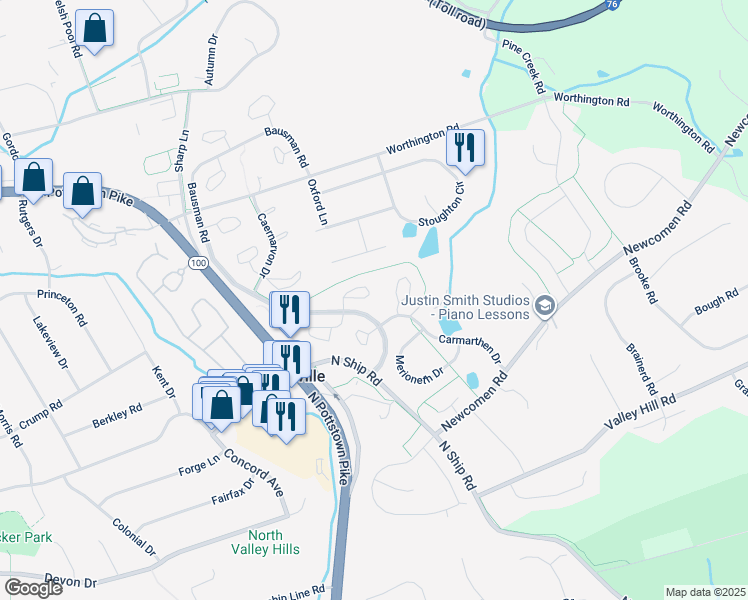 map of restaurants, bars, coffee shops, grocery stores, and more near 323 Kidwelly Court in Exton