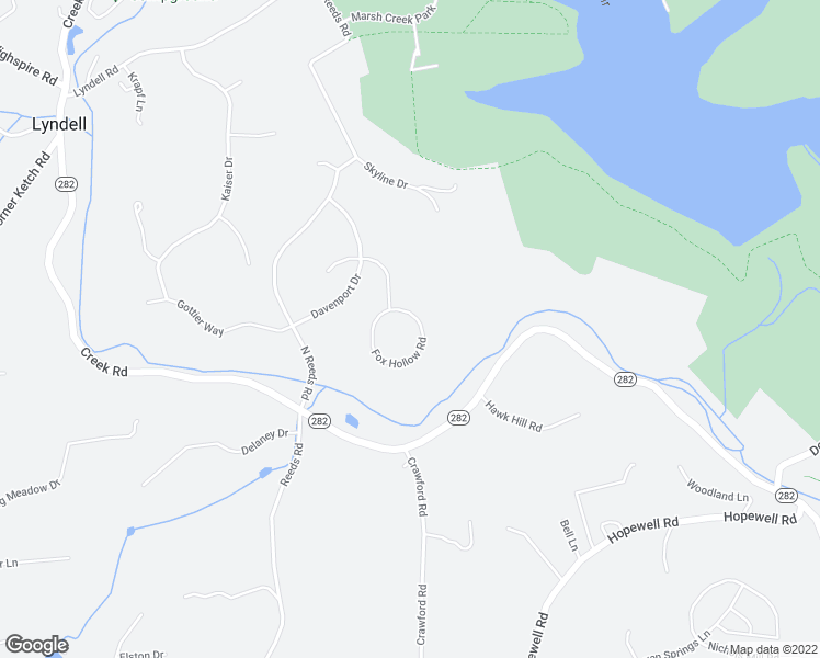 map of restaurants, bars, coffee shops, grocery stores, and more near 1 Fox Hollow Road in Downingtown