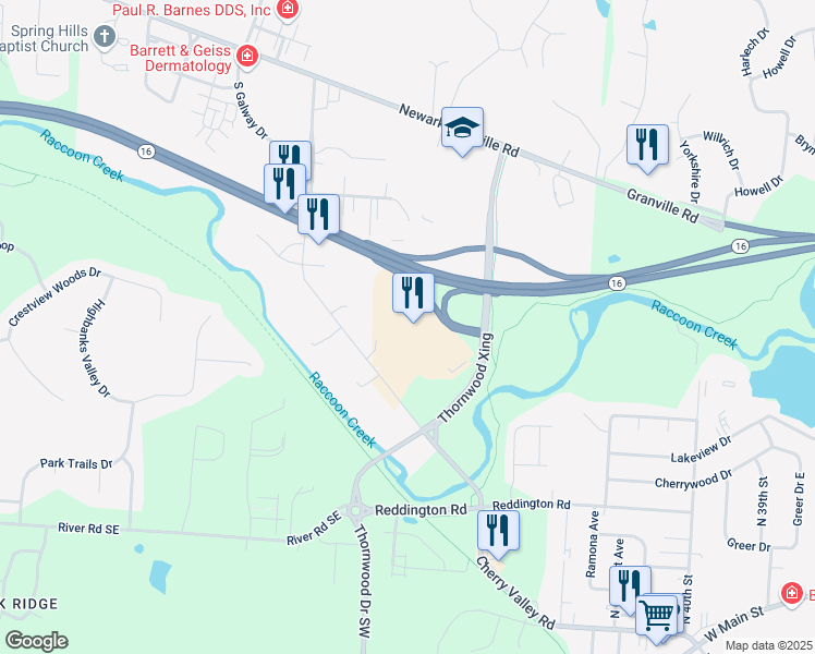 map of restaurants, bars, coffee shops, grocery stores, and more near 2299 Cherry Valley Rd in Newark