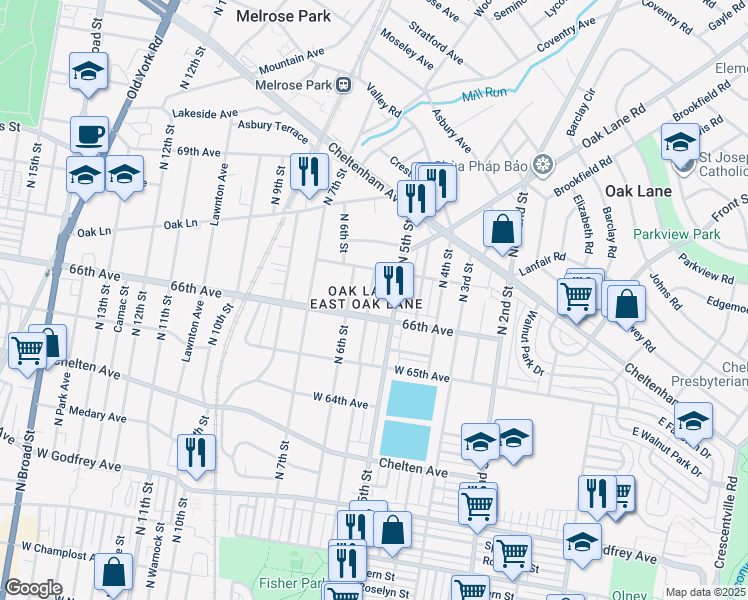 map of restaurants, bars, coffee shops, grocery stores, and more near 6623 North Fairhill Street in Philadelphia