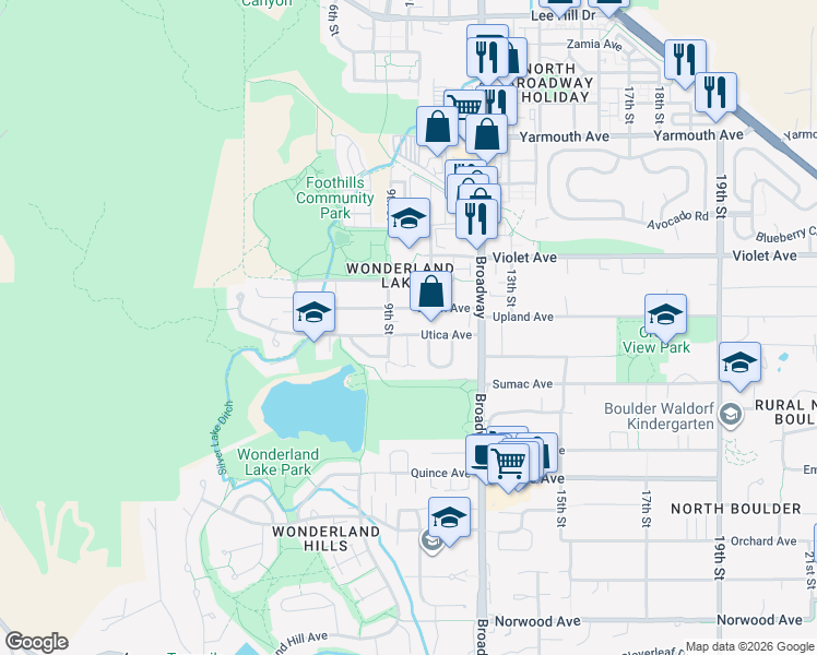 map of restaurants, bars, coffee shops, grocery stores, and more near 910 Union Avenue in Boulder