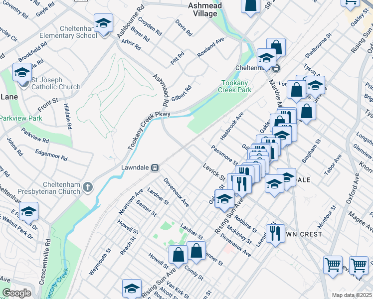 map of restaurants, bars, coffee shops, grocery stores, and more near 124 Elbridge Street in Philadelphia