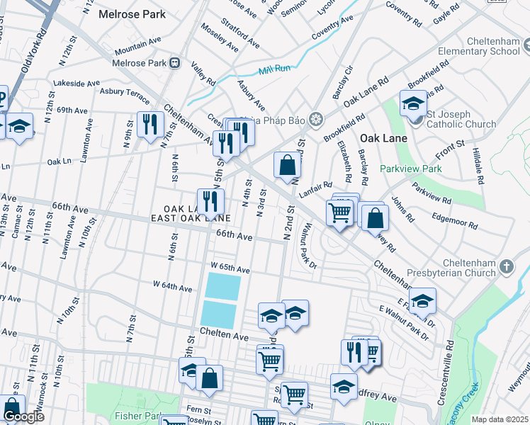 map of restaurants, bars, coffee shops, grocery stores, and more near 6633 North 3rd Street in Philadelphia