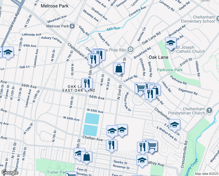 map of restaurants, bars, coffee shops, grocery stores, and more near 6633 North 3rd Street in Philadelphia