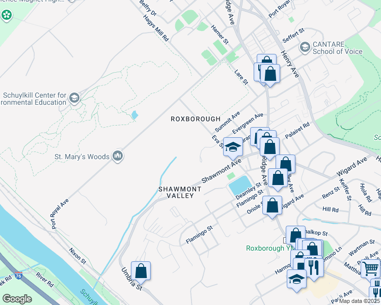 map of restaurants, bars, coffee shops, grocery stores, and more near 7844 Gettysburg Avenue in Philadelphia