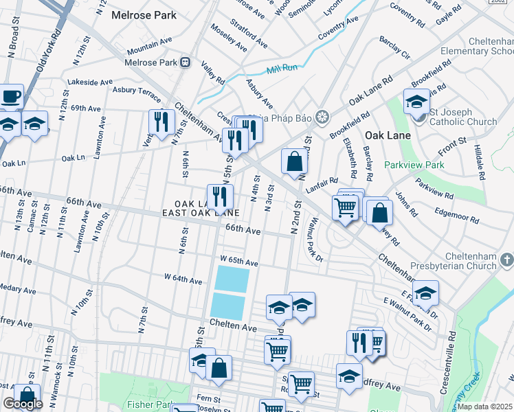 map of restaurants, bars, coffee shops, grocery stores, and more near 6617 North 4th Street in Philadelphia