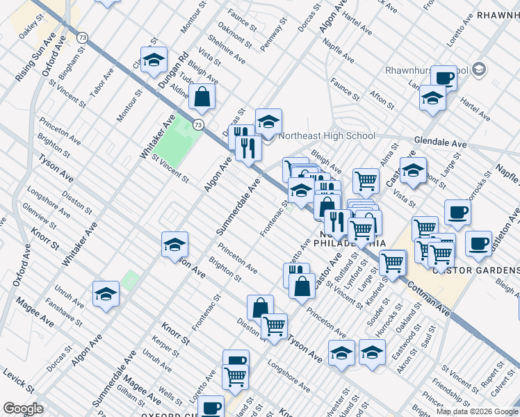 map of restaurants, bars, coffee shops, grocery stores, and more near 1209 Wellington Street in Philadelphia
