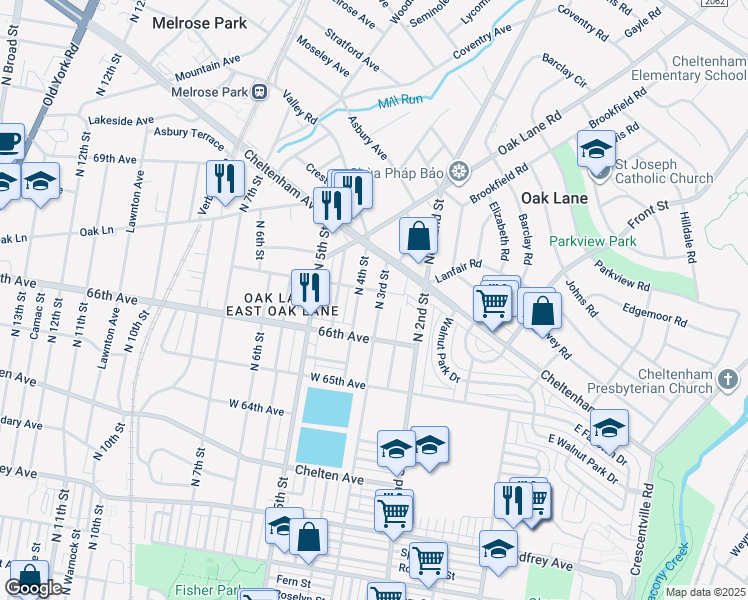 map of restaurants, bars, coffee shops, grocery stores, and more near 6634 North 3rd Street in Philadelphia