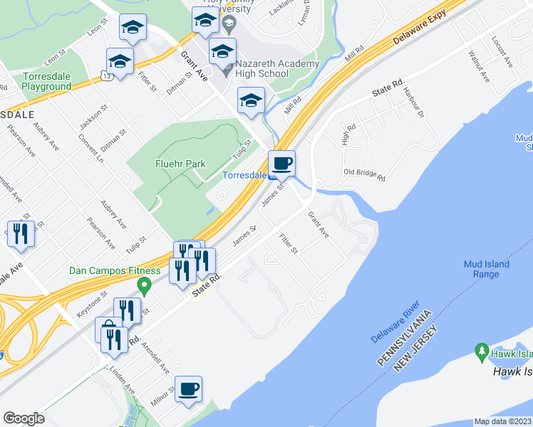 map of restaurants, bars, coffee shops, grocery stores, and more near 4953 Fitler Street in Philadelphia