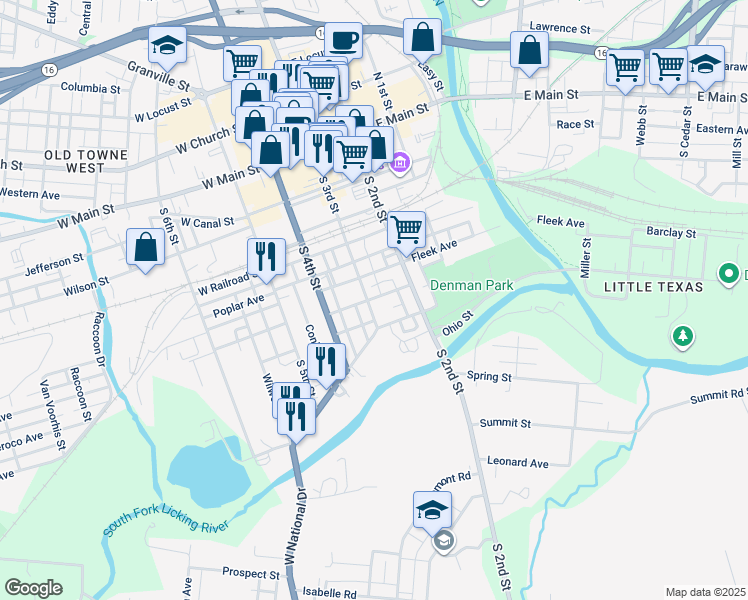 map of restaurants, bars, coffee shops, grocery stores, and more near 144 South 3rd Street in Newark