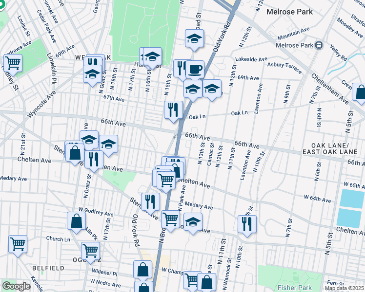 map of restaurants, bars, coffee shops, grocery stores, and more near in Philadelphia
